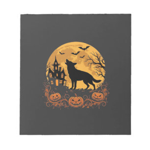 Deutscher Schäferhund Halloween Mond Kürbis Design Notizblock