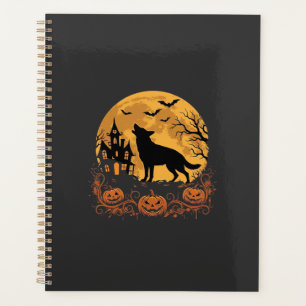 Deutscher Schäferhund Halloween Mond Kürbis Design Planer