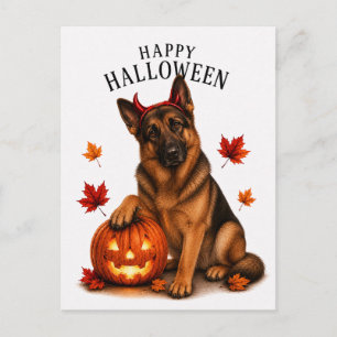 Deutscher Schäferhund Halloween Postkarte