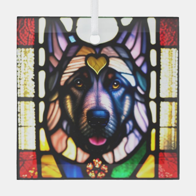 Deutscher Schäferhund "Hartglas" Ornament Aus Glas (Vorderseite)