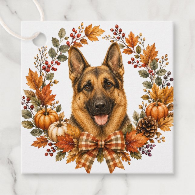 Deutscher Schäferhund Herbst Geschenkanhänger (Vorderseite)