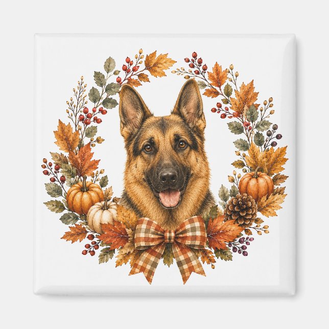 Deutscher Schäferhund Herbst Magnet (Vorne)