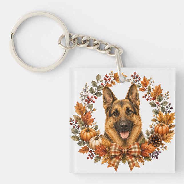 Deutscher Schäferhund Herbst Schlüsselanhänger (Vorderseite)
