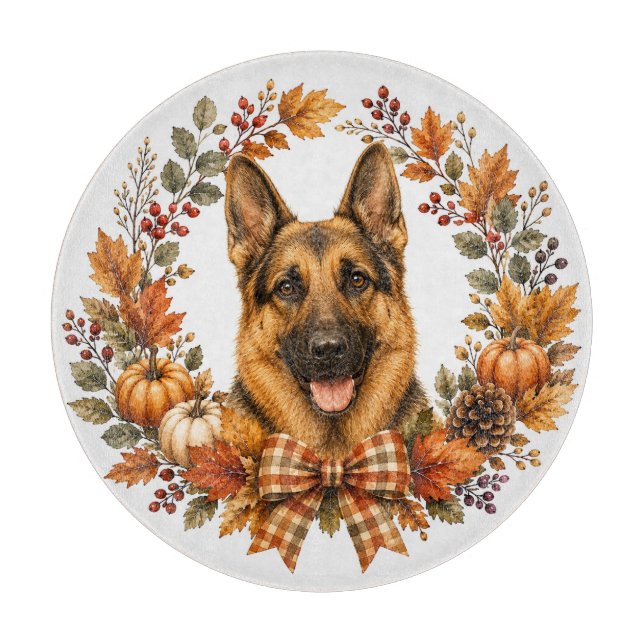 Deutscher Schäferhund Herbst Schneidebrett (Vorderseite)