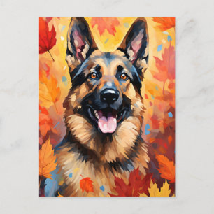 Deutscher Schäferhund Herbst Thanksgiving  Postkarte