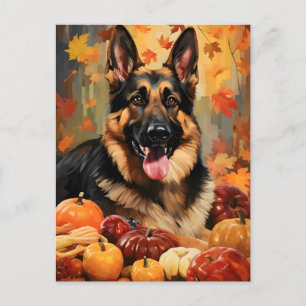 Deutscher Schäferhund Herbst Thanksgiving  Postkarte