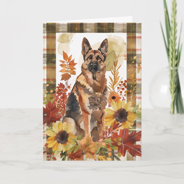 Deutscher Schäferhund Herbstliches Thanksgiving Karte (Vorderseite)