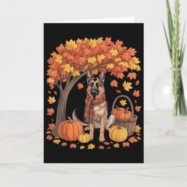 Deutscher Schäferhund Herbstschal Kürbis Herbst Al Karte (Vorderseite)