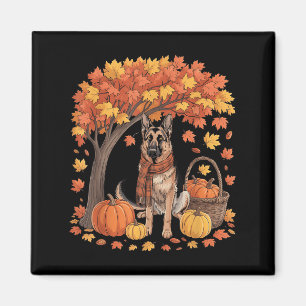 Deutscher Schäferhund Herbstschal Kürbis Herbst Al Magnet