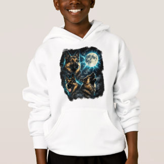 Deutscher Schäferhund heult den Mond an Hoodie