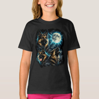 Deutscher Schäferhund heult den Mond an T-Shirt