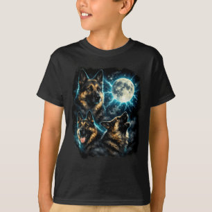 Deutscher Schäferhund heult den Mond an T-Shirt