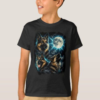 Deutscher Schäferhund heult den Mond an T-Shirt