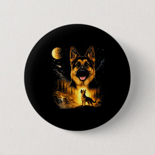 Deutscher Schäferhund heult zum Mond Vintage Mysti Button