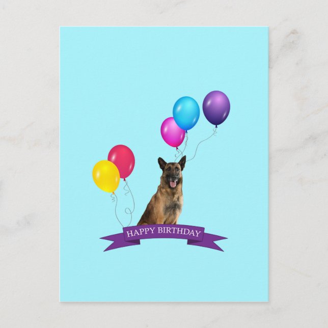 Deutscher Schäferhund Hund Happy Birthday Postkarte (Vorderseite)