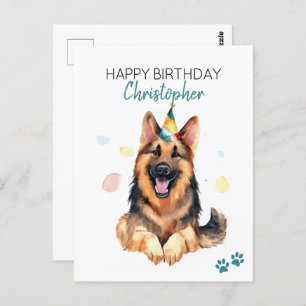 Deutscher Schäferhund Hund Personalisiert Happy Ge Postkarte