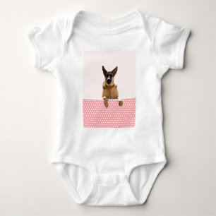 Deutscher Schäferhund Hund Pink Polka Dots Baby Strampler