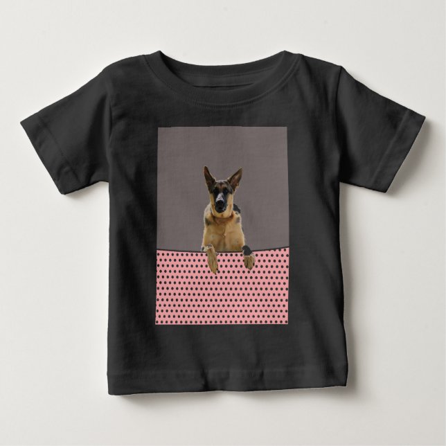 Deutscher Schäferhund Hund Pink Polka Dots Baby T-shirt (Vorderseite)