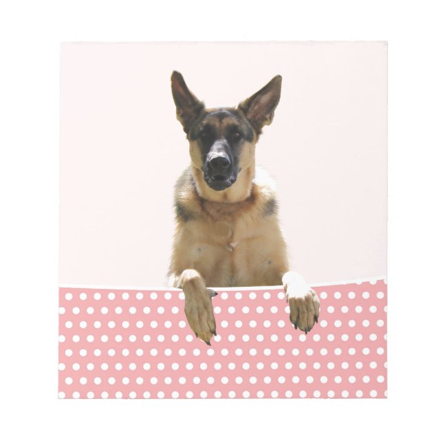 Deutscher Schäferhund Hund Pink Polka Dots Notizblock (Vorderseite)