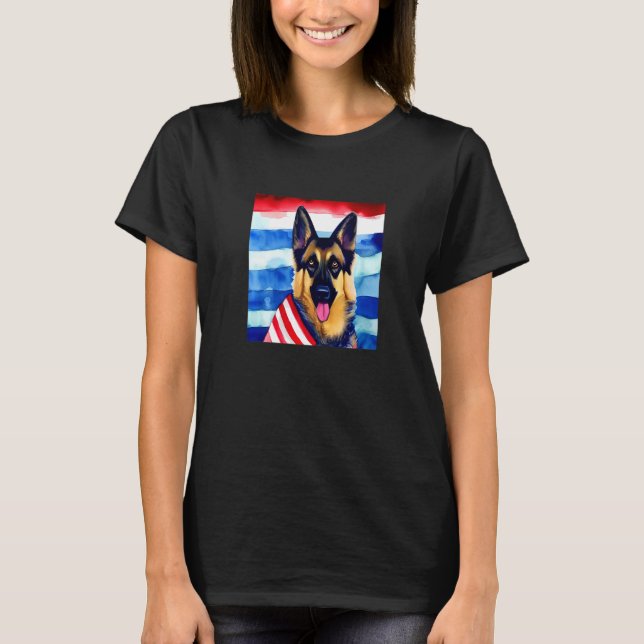 Deutscher Schäferhund Hund Rasse US Flag Pet Ameri T-Shirt (Vorderseite)