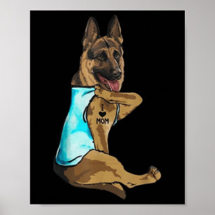 Deutscher Schäferhund Hund Tattoo I Liebe Mama Müt Poster