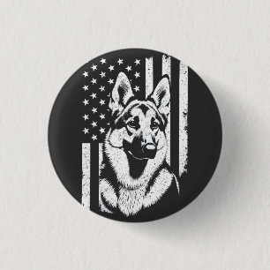 Deutscher Schäferhund Hund USA Flag 4. Juli Button