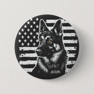 Deutscher Schäferhund Hund USA Flag 4. Juli Button