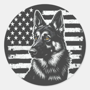 Deutscher Schäferhund Hund USA Flag 4. Juli Runder Aufkleber