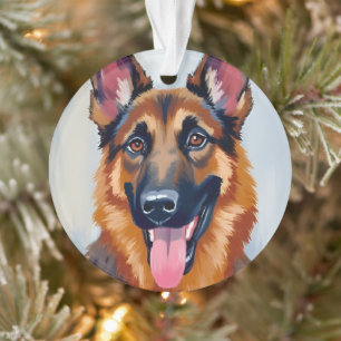 Deutscher Schäferhund   Hund Wasserfarbe Haustier Ornament