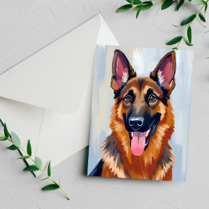 Deutscher Schäferhund   Hund Wasserfarbe Pet Karte