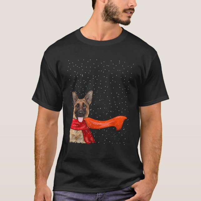 Deutscher Schäferhund Hund Winter Weihnachten Weih T-Shirt (Vorderseite)