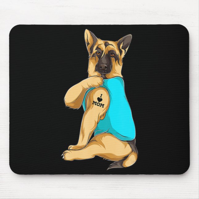 Deutscher Schäferhund I Liebe Mama Tattoo Apparel  Mousepad (Vorne)