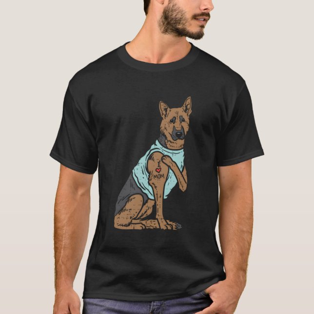 Deutscher Schäferhund I Liebe Mama Tattoo K9 Dog L T-Shirt (Vorderseite)