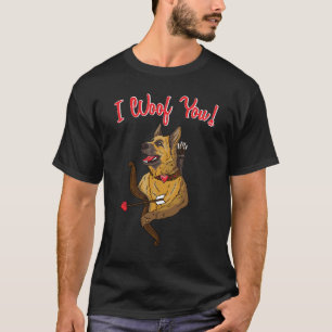 Deutscher Schäferhund I Woof You Cupid Hund Valent T-Shirt