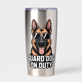 Deutscher Schäferhund im Dienst - Wachhund Sonnenb Thermobecher