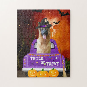 Deutscher Schäferhund im Halloween-Lkw Puzzle