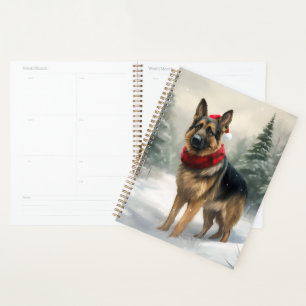 Deutscher Schäferhund im Schnee Weihnachten Planer