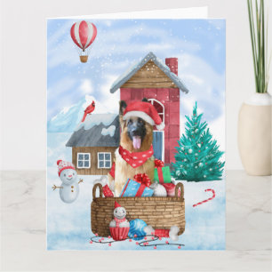 Deutscher Schäferhund im Schnee Weihnachtshundhaus Karte