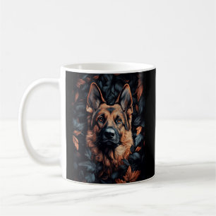 Deutscher Schäferhund in Blättern Kaffeetasse