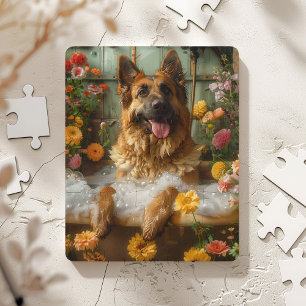 Deutscher Schäferhund in der Badewanne   Deutscher Puzzle