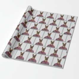 Deutscher Schäferhund in Kariert Geschenkpapier