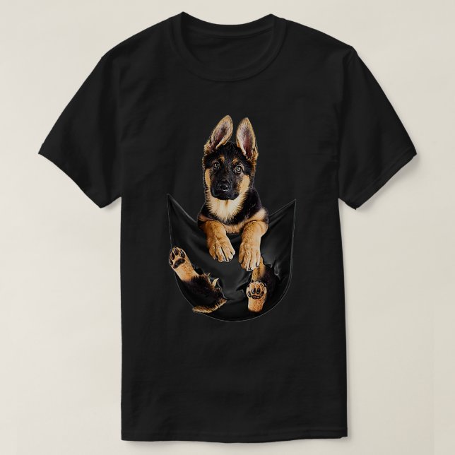 Deutscher Schäferhund in Pocket Funny Dog Lover Ge T-Shirt (Design vorne)