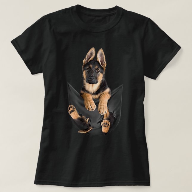 Deutscher Schäferhund in Pocket Funny Dog Lover Ge T-Shirt (Design vorne)