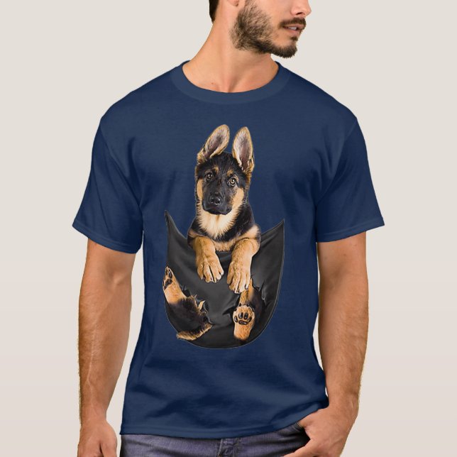 Deutscher Schäferhund in Pocket Funny Dog Lover Ge T-Shirt (Vorderseite)