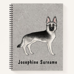 Deutscher Schäferhund in Silber-Sable mit individu Notizbuch