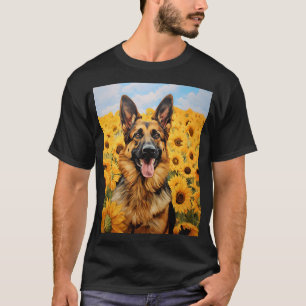 Deutscher Schäferhund in Sonnenblumen T-Shirt