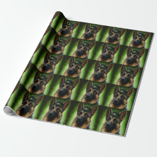 Deutscher Schäferhund in St. Patrick's Day-Kleid Geschenkpapier