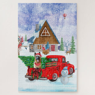 Deutscher Schäferhund in Weihnachten LKW Schnee Puzzle