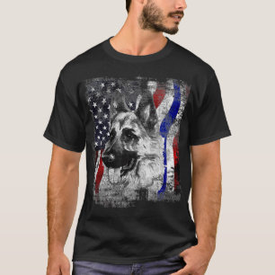 Deutscher Schäferhund k9 amerikanische Flaggenpol T-Shirt