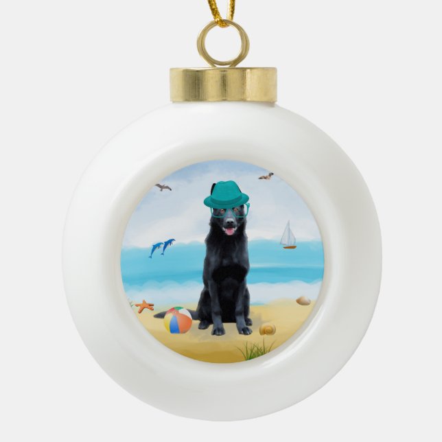 Deutscher Schäferhund Keramik Kugel-Ornament (Vorderseite)